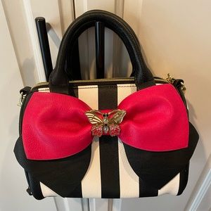Betsey Johnson Black & White Bow Purse